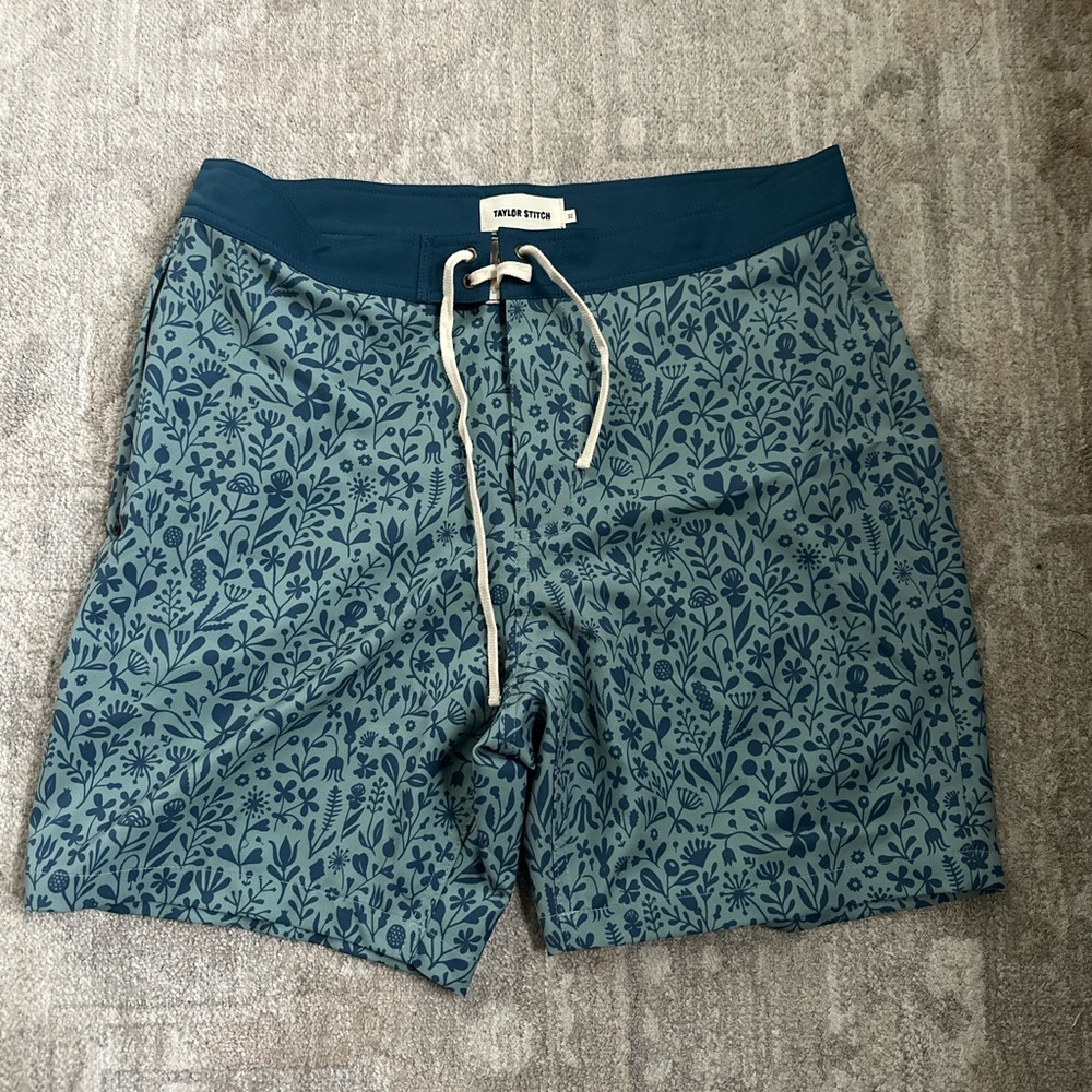 Taylor Stitch Teal Floral Board Shorts